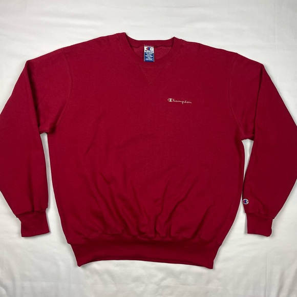 Vtg Champion Mens Crewneck Sweatshirt 2XL 90s Script Embroidered Burgundy B6 - Picture 1 of 7